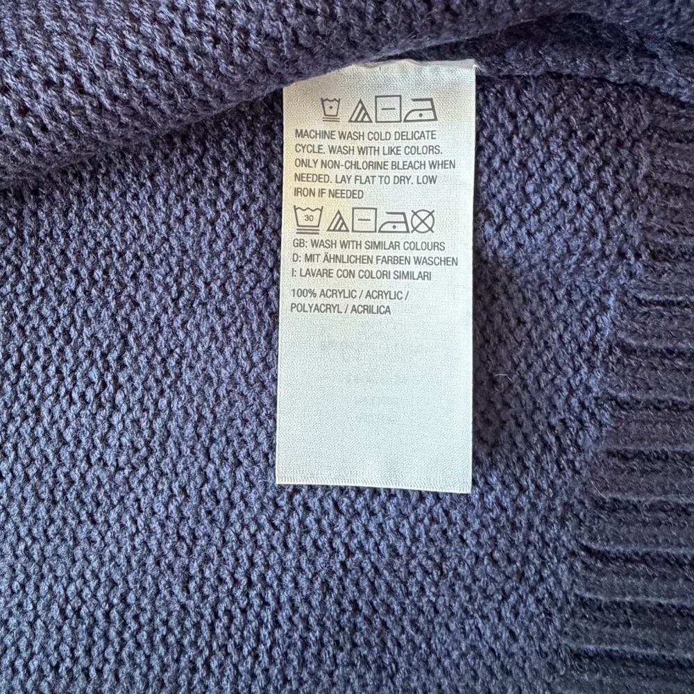 Denim & Co Navy Crab Nautical Cardigan Sweater Size Medium Coastal Preppy - Picture 6 of 6